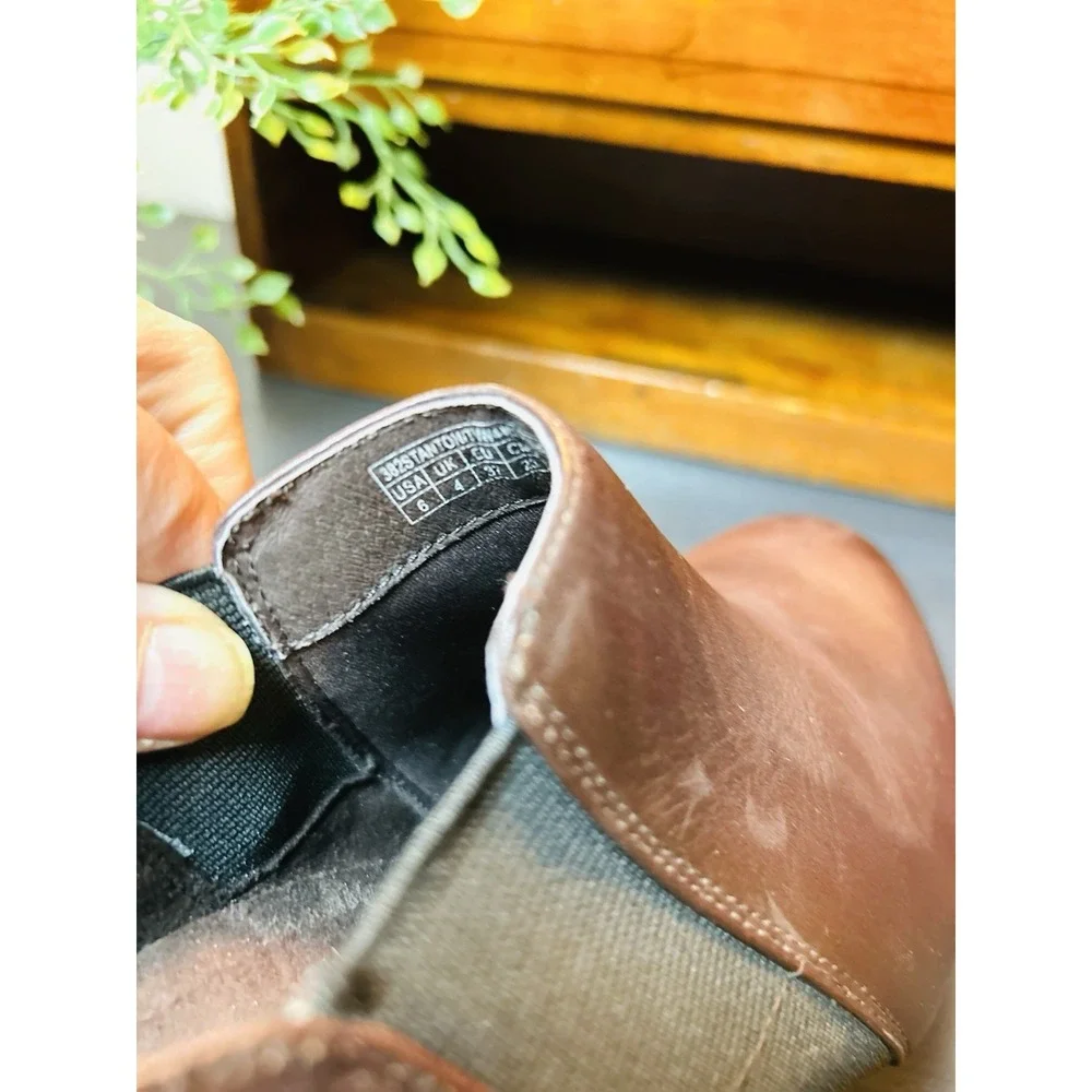 Vionic Booties‎ Stanton Womens 6 Wedge Brown Leather Comfort Shoes